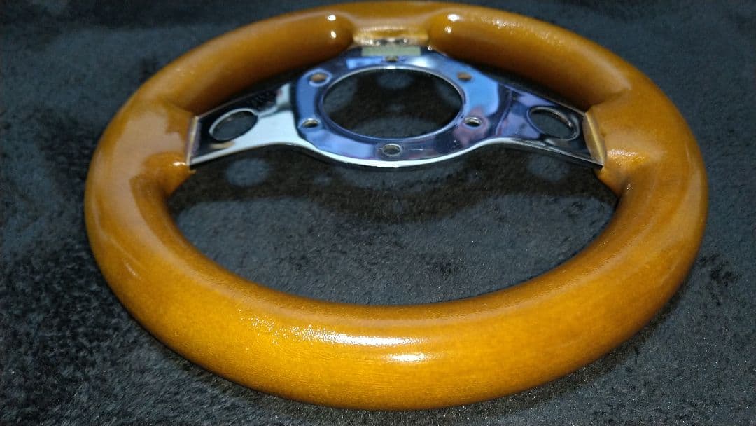 ウッド風 23パイ ハンドル 小径ステアリング 木目調街道レーサー