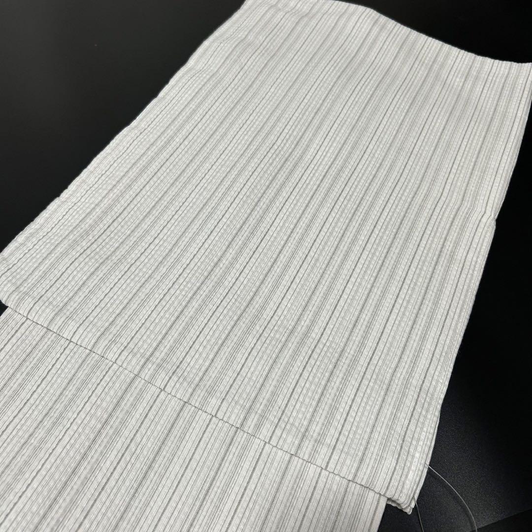 古典しじら織　浴衣　綿 粋な夏着物 縞柄　半幅帯　麻の葉　2点 0725③