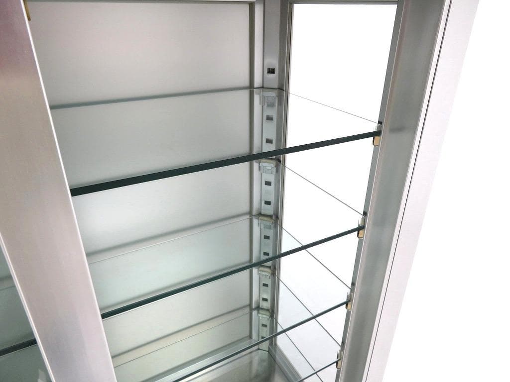 美品　ユヤマ　アルミ　ガラス　ケビント　ドクターキャビネット　飾り棚　シェルフ