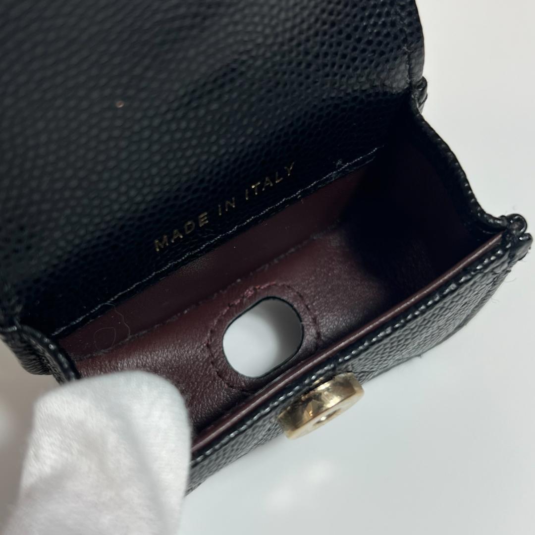 シャネル マトラッセ イヤホンケース キャビアスキン 黒 MBZ041