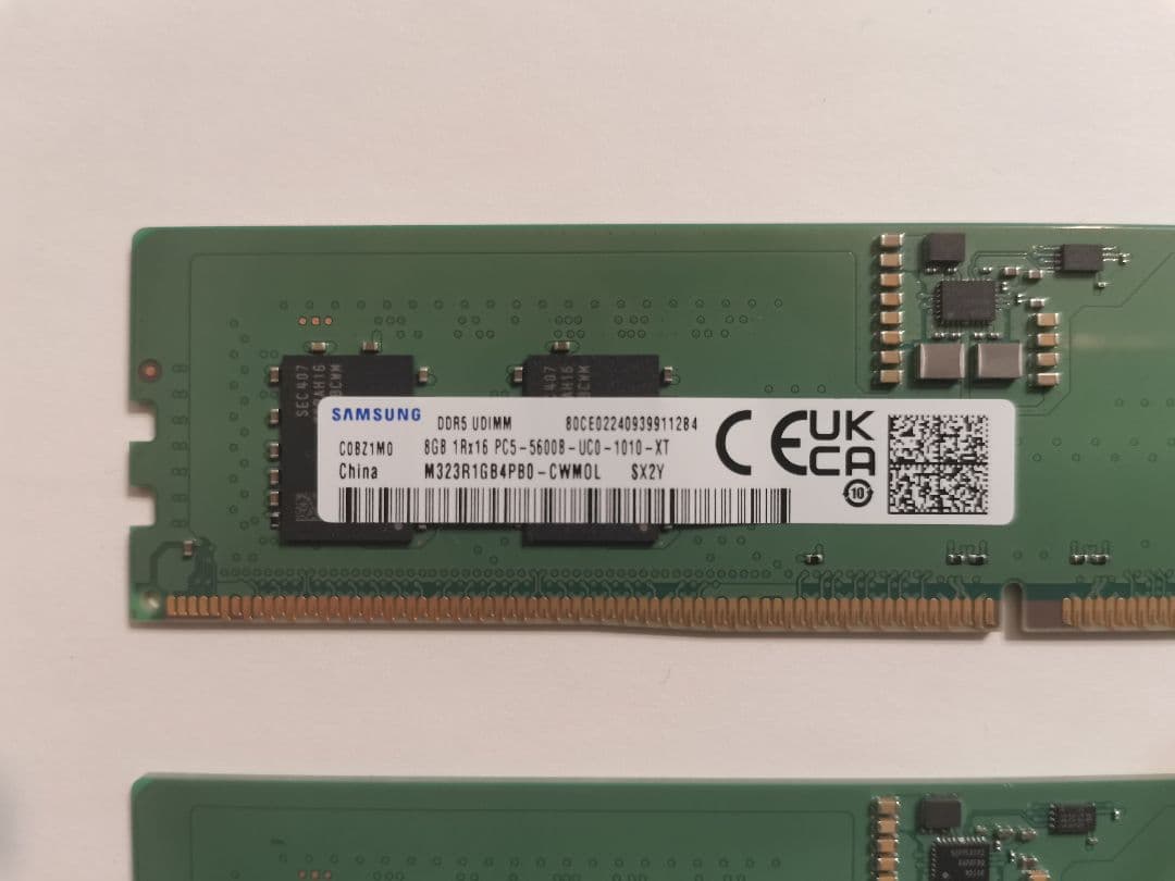DDR5 8GB 2枚 計16GB SAMSUNG PC5-5600B 動作品