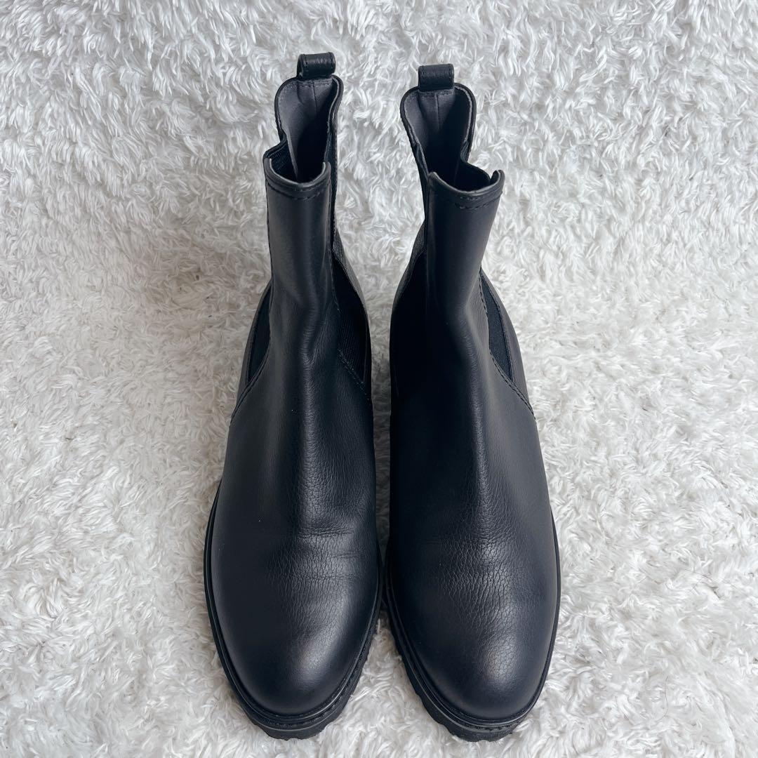 極美品 ダイアナ サイドゴアブーツ 厚底 トラックソール ブラック レザー 24