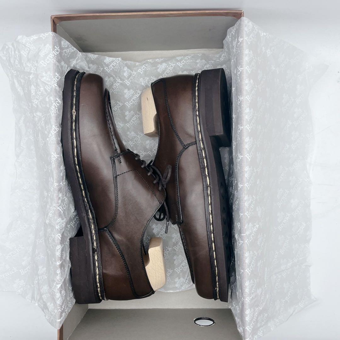 箱 シューツリー付✨バーウィック 4477 Uチップ ビブラム 6.5 ブラウン