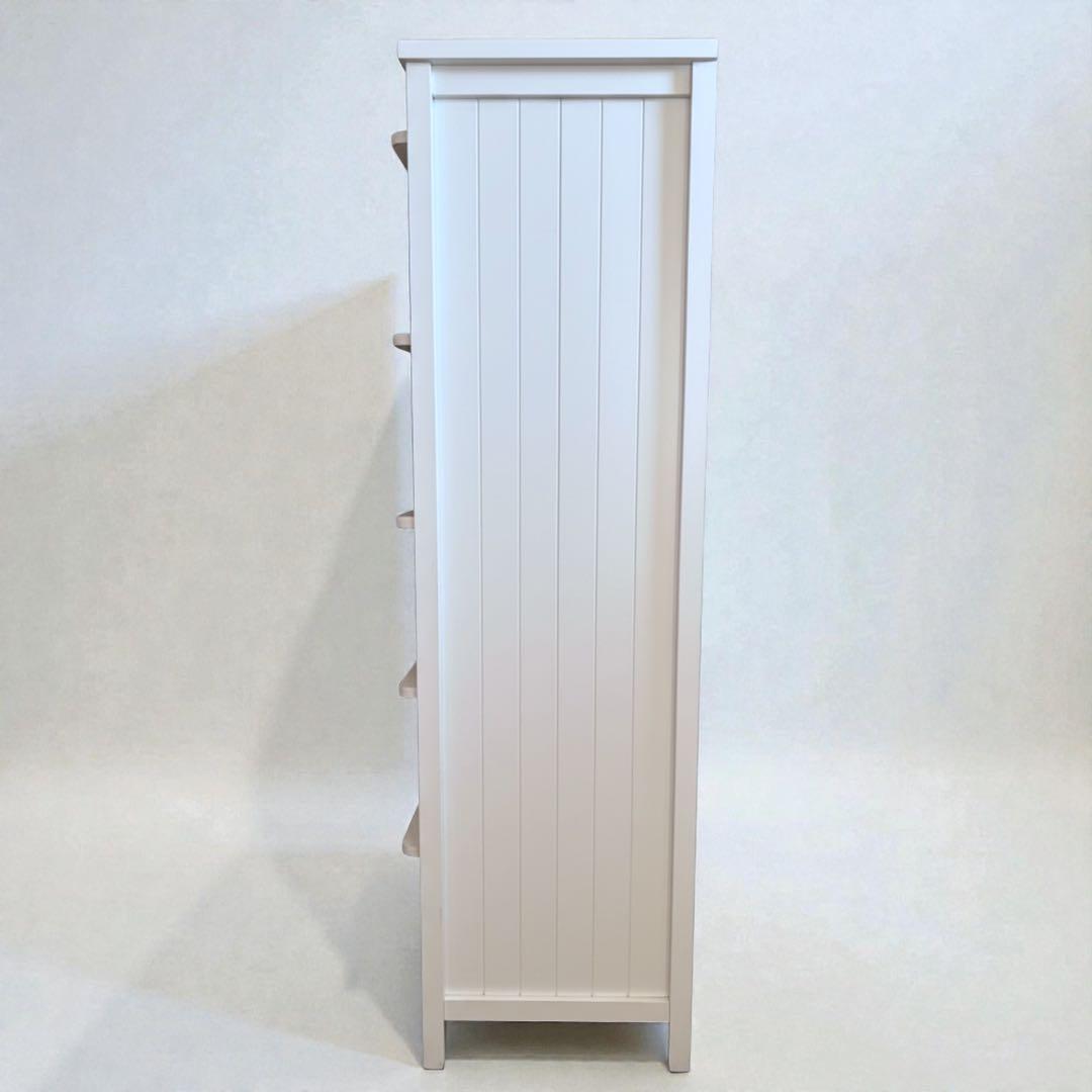 藤　ホワイトチェスト　タンス　5段引き出し　収納　ラタン　フレンチカントリー