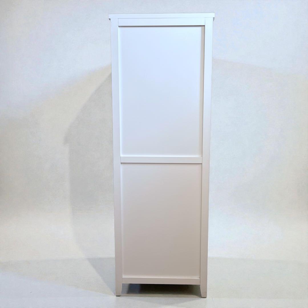 藤　ホワイトチェスト　タンス　5段引き出し　収納　ラタン　フレンチカントリー