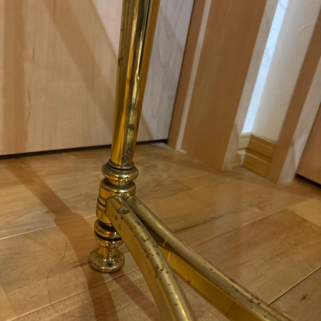 黒透明ガラス天板のサイドテーブル　アンティーク