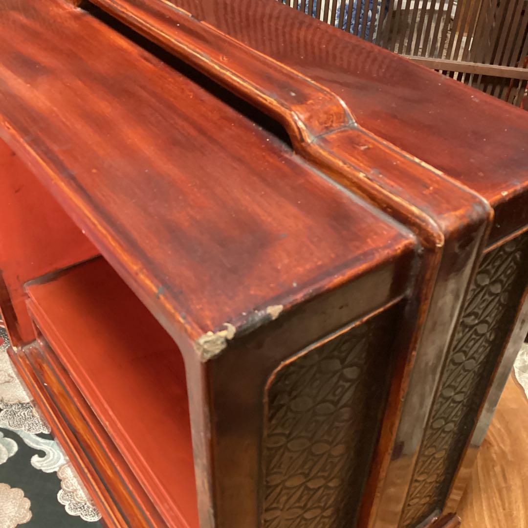 煎茶道具　唐物　木製漆　器局　茶箪笥　螺鈿　山水、梅に山茶花蒔絵