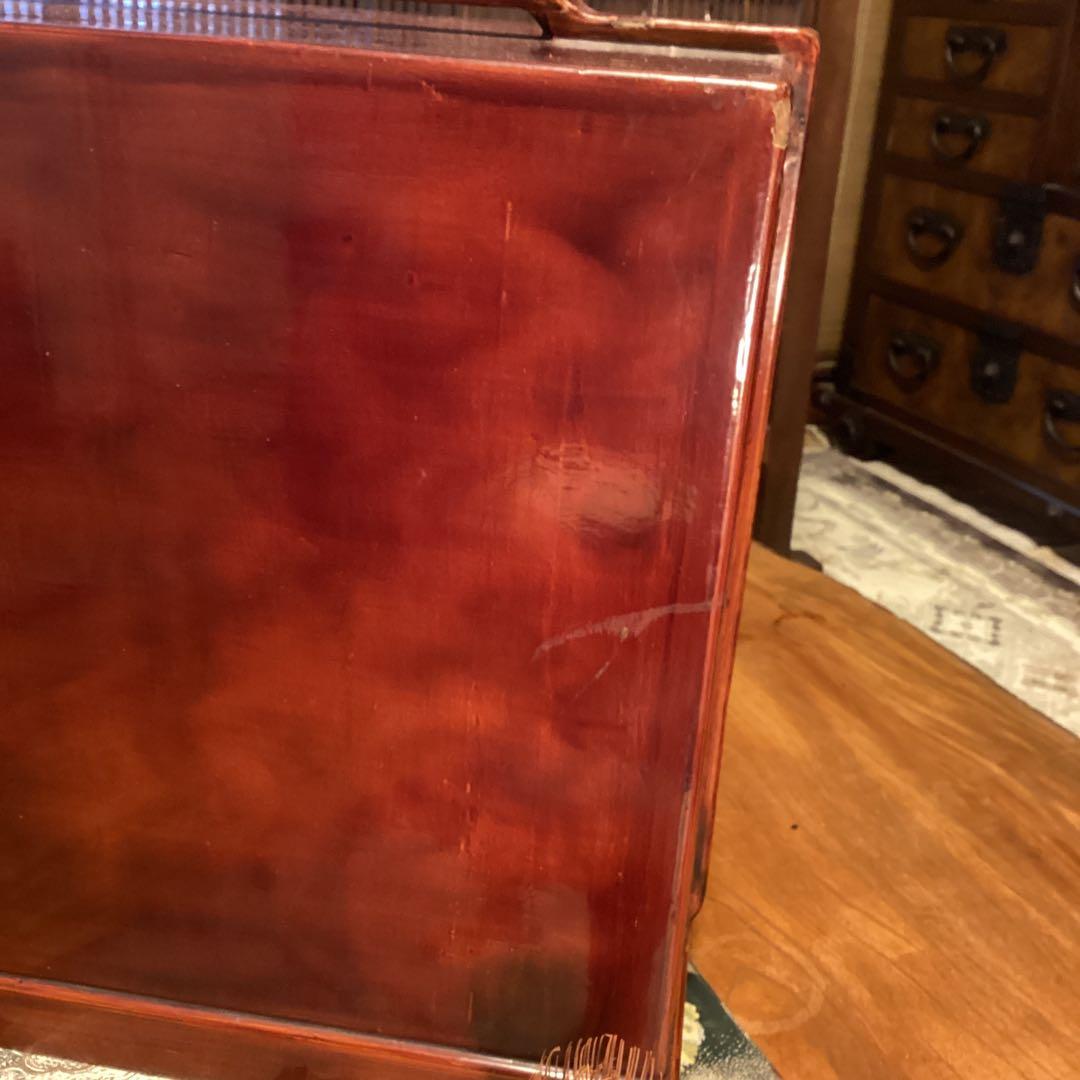 煎茶道具　唐物　木製漆　器局　茶箪笥　螺鈿　山水、梅に山茶花蒔絵