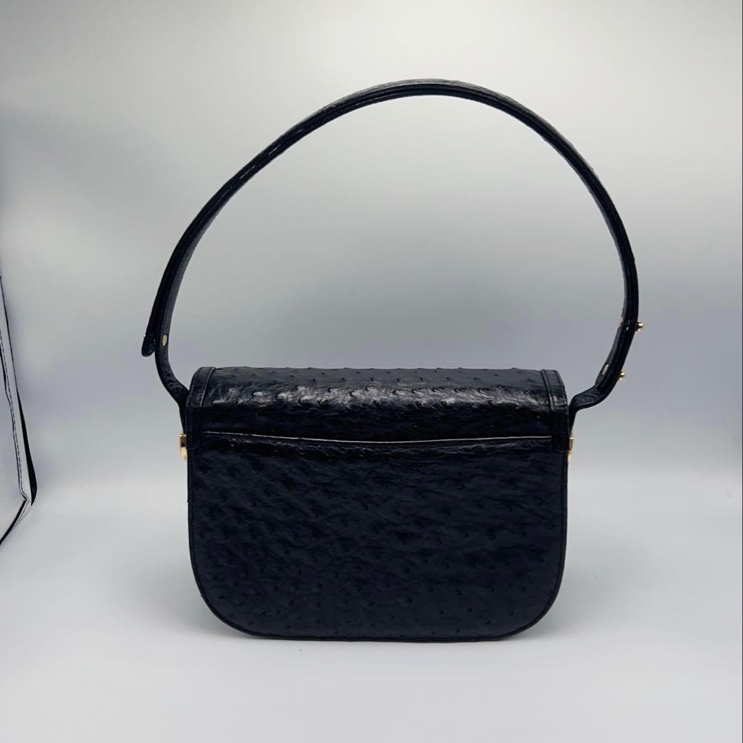 美品✨COMTESSE コンテス 2WEYショルダーバッグ　オーストリッチ　黒