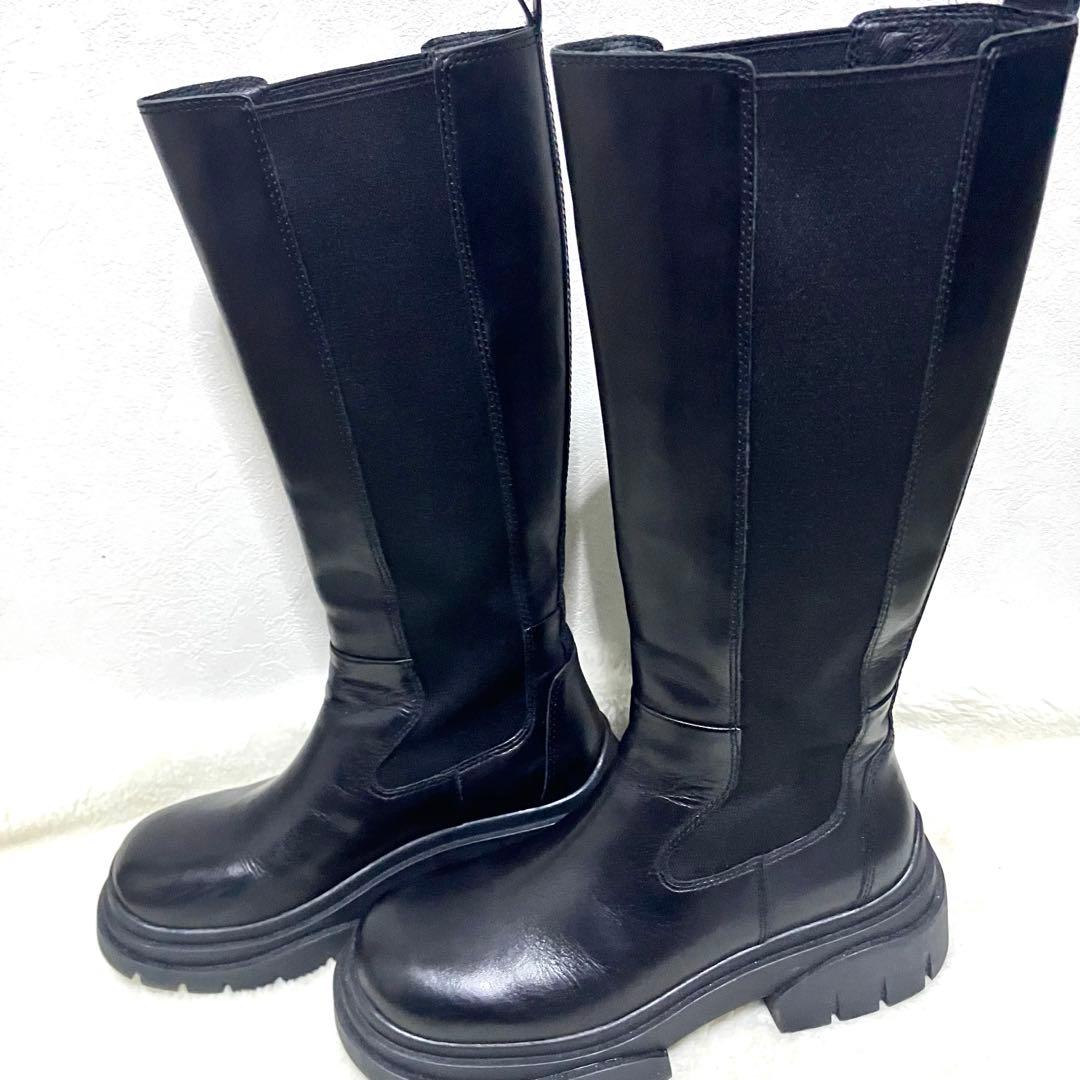希少 ASH ロングブーツ サイドゴア 厚底 ブラック 38 レザー