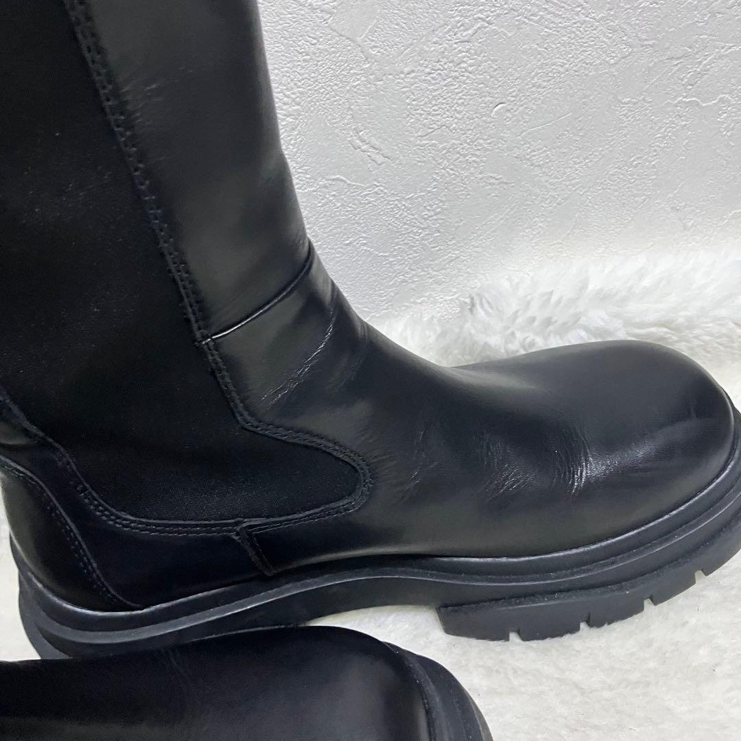 希少 ASH ロングブーツ サイドゴア 厚底 ブラック 38 レザー
