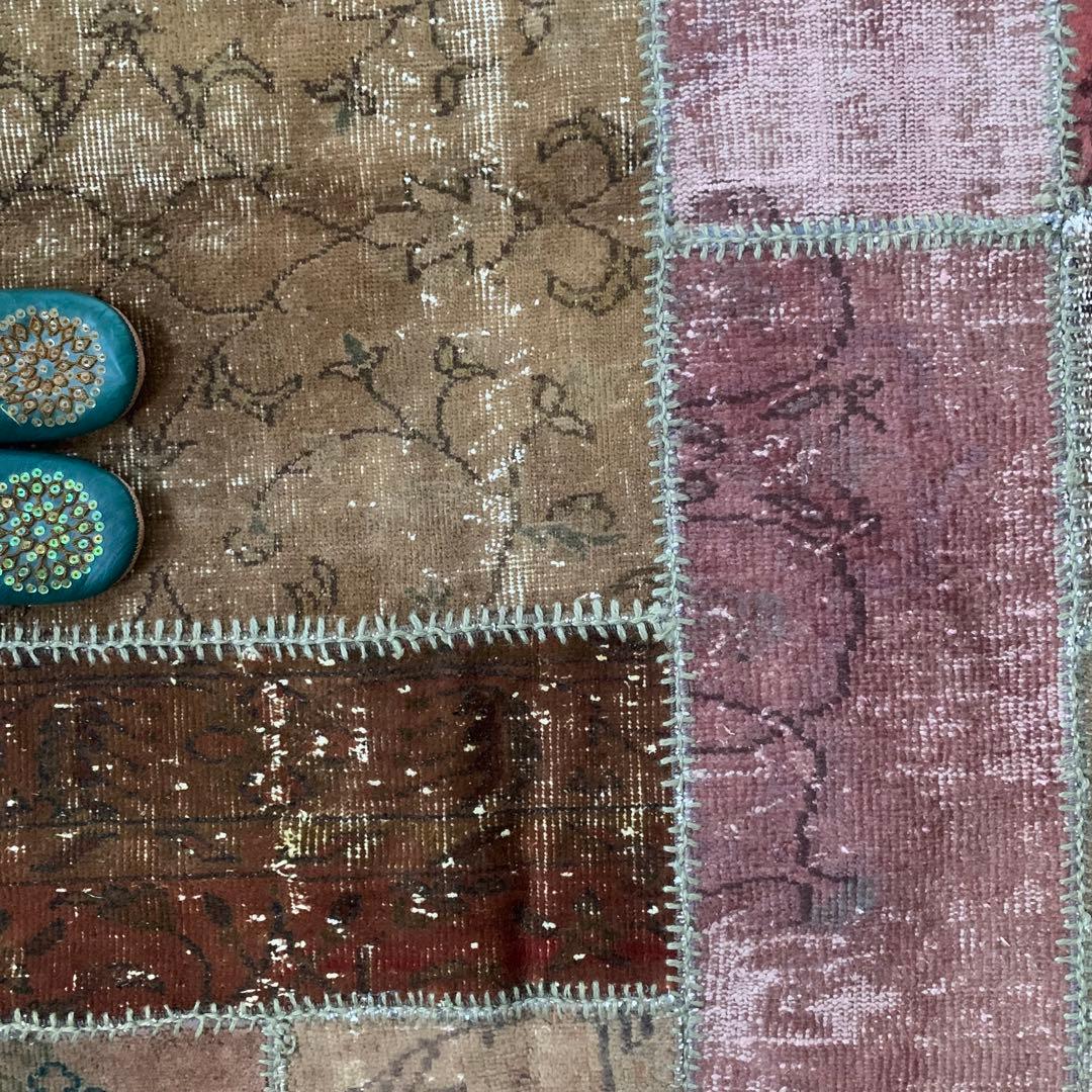 超超大判　288×144 トルコヴィンテージラグ　パッチワーク　アッシュカラー