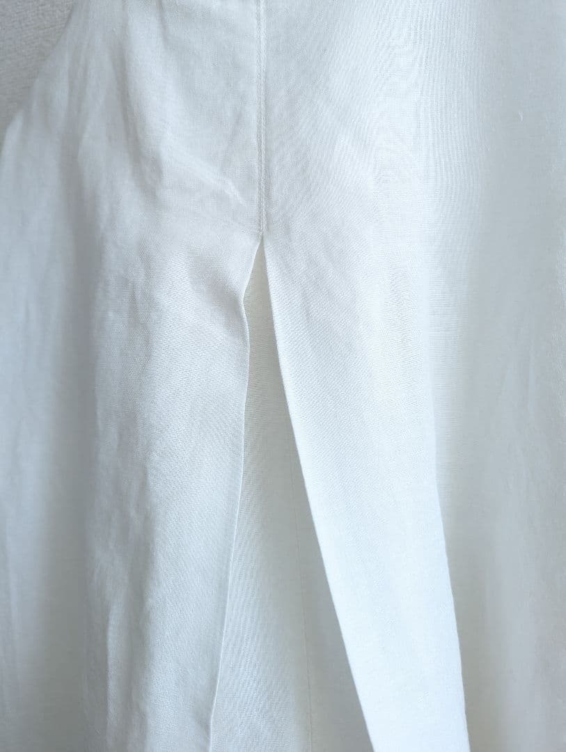 【美品】ENFOLD コクーン　スキッパーシャツ白チュニック　リネン混合