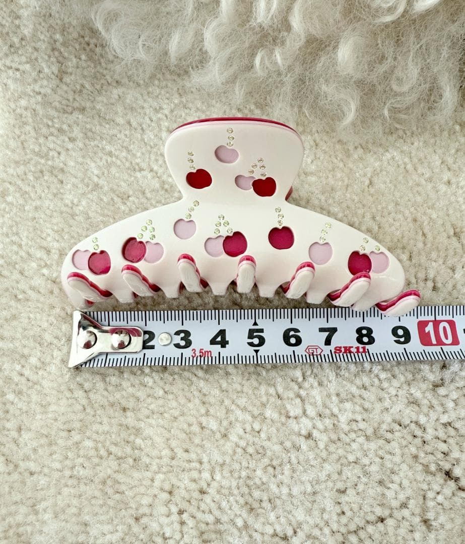 【レア】アレクサンドル ドゥ パリ ヘアクリップ チェリー柄 ホワイト×レッド