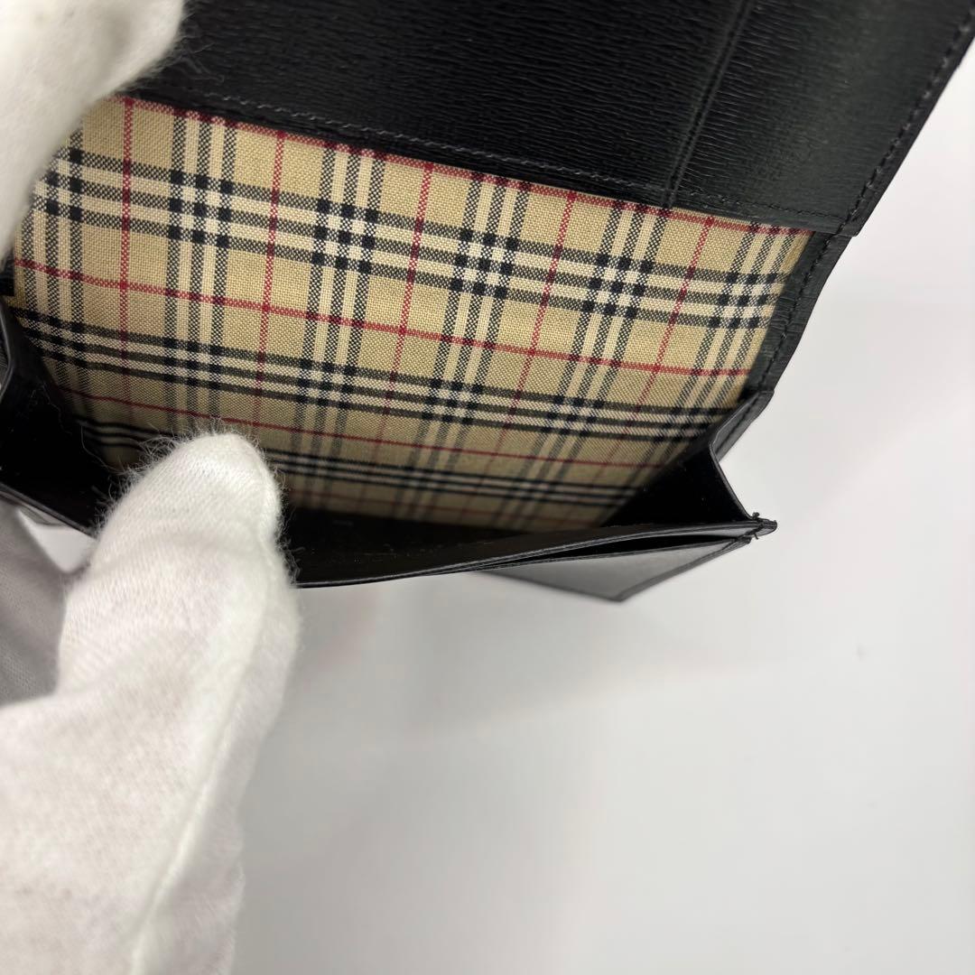 BURBERRY 名刺入れ　カードケース　ブラック　プレート　シルバー　レザー