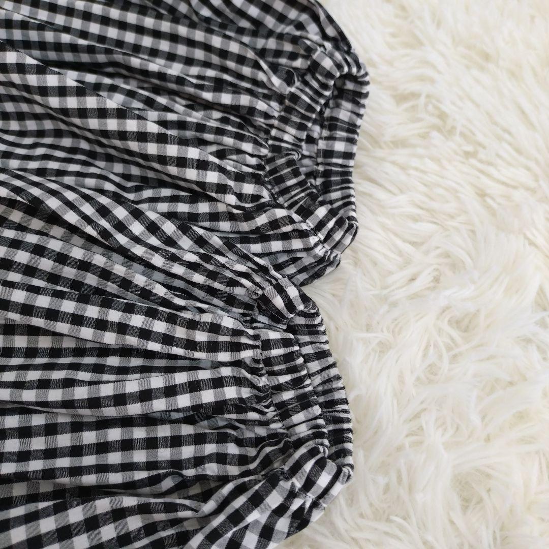 ヨリ Yori ギャザースリーブ ギンガムチェックブラウス ボウタイ リボン