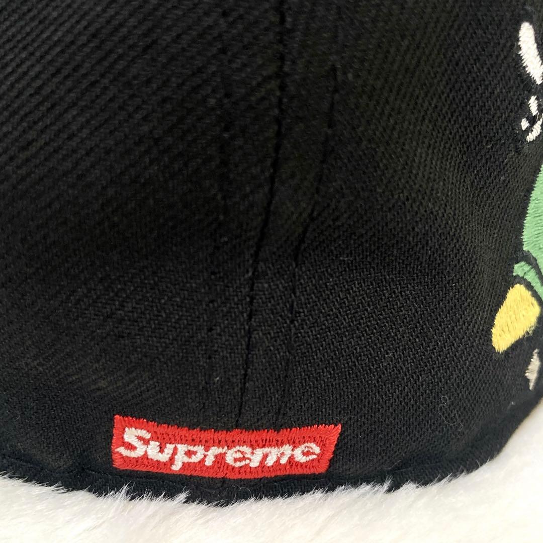Supreme キャラクター Sロゴ ブラック キャップ ニューエラ コラボ