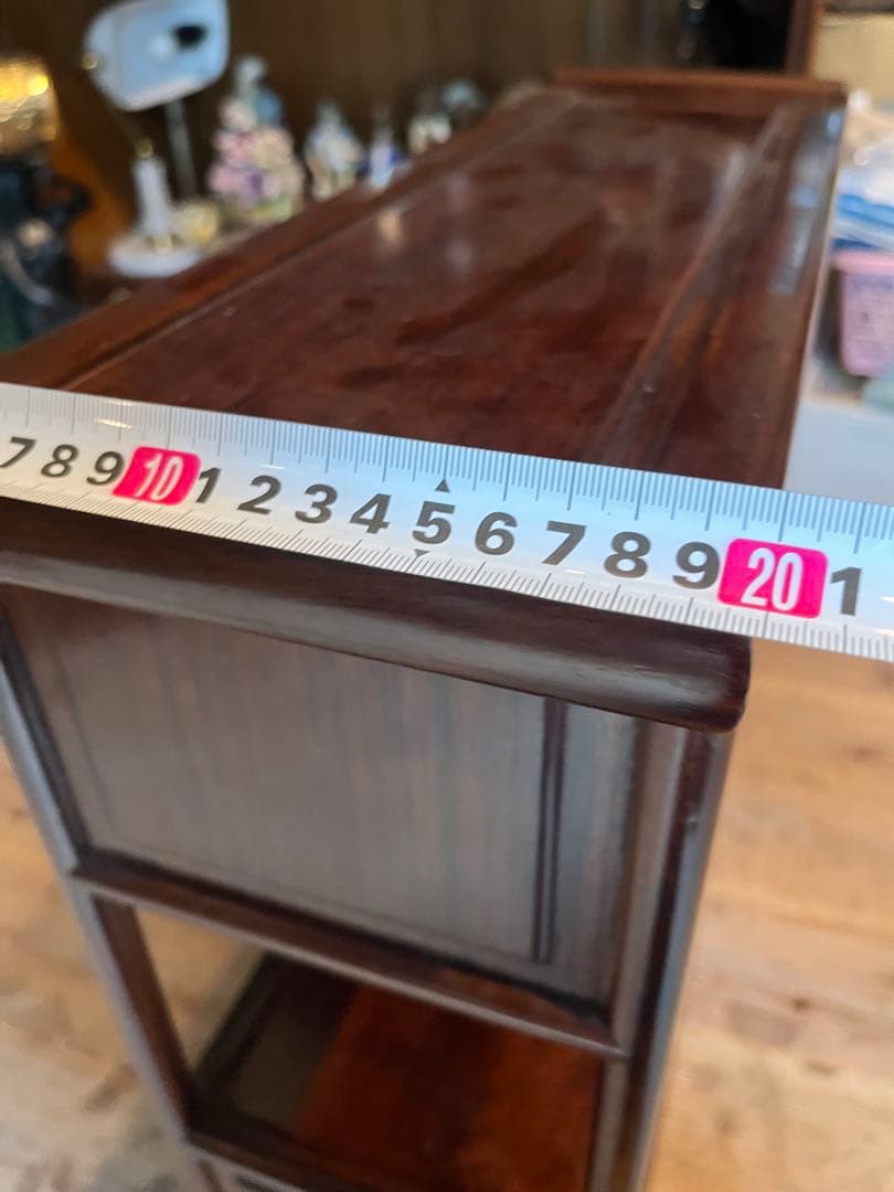 ジョンジョン＊螺鈿 紫檀 茶箪笥 飾り棚 小ぶり 違い棚 和風 昭和レトロ