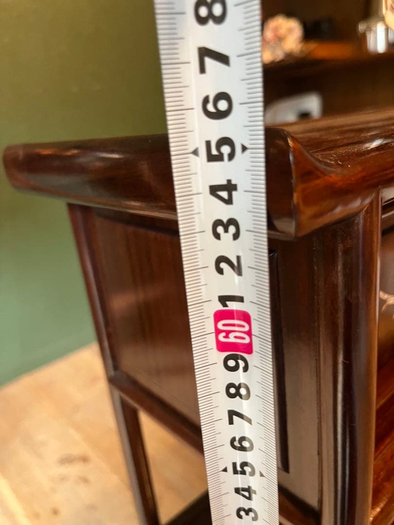 ジョンジョン＊螺鈿 紫檀 茶箪笥 飾り棚 小ぶり 違い棚 和風 昭和レトロ