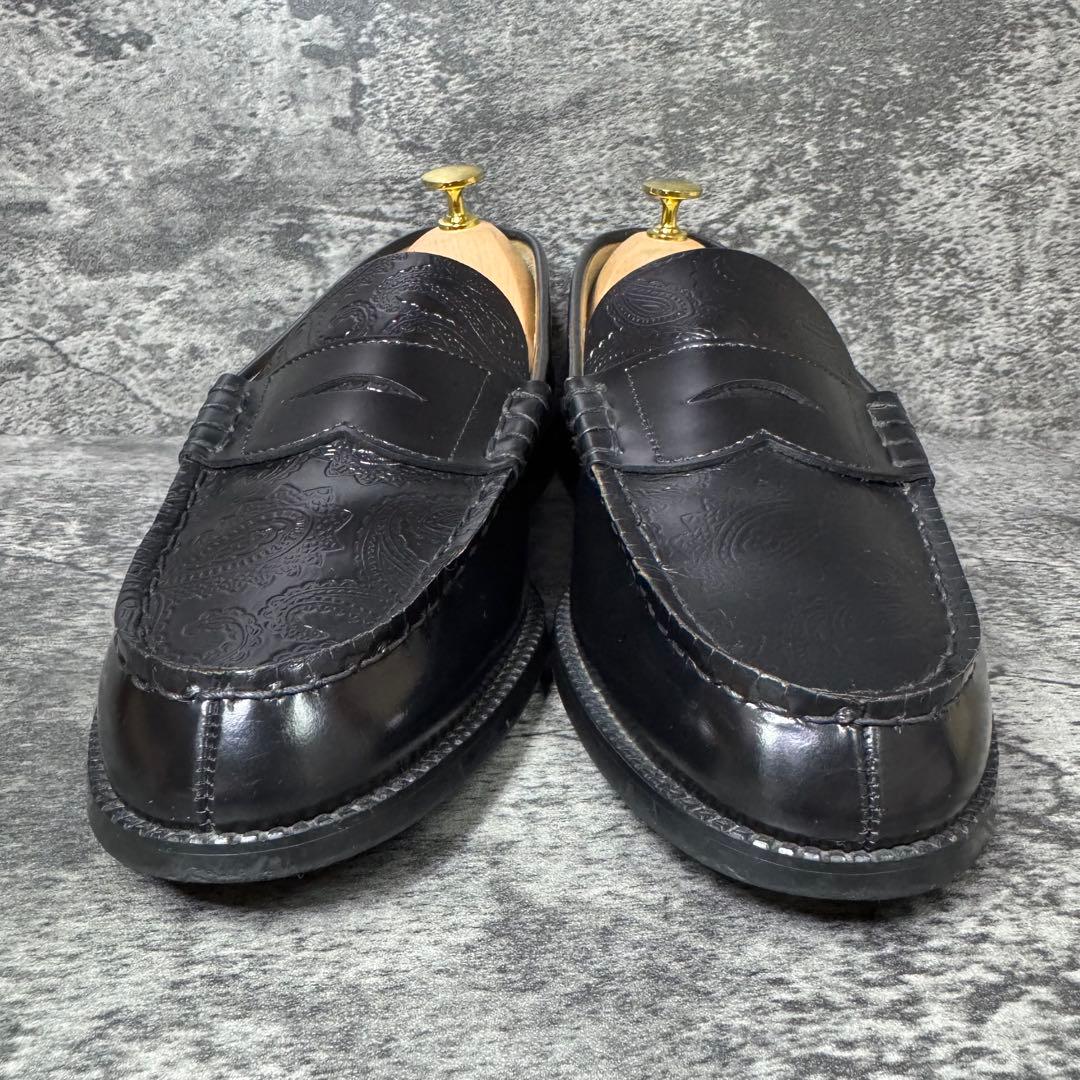 【美品】ケンフォード ペイズリー ローファー 黒 レザー 26cm