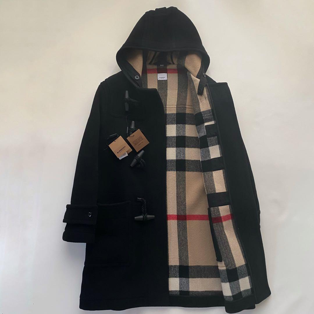 【ティッシ期】　ITL52　メガチェック　立ちフード　黒　ダッフル 100cm