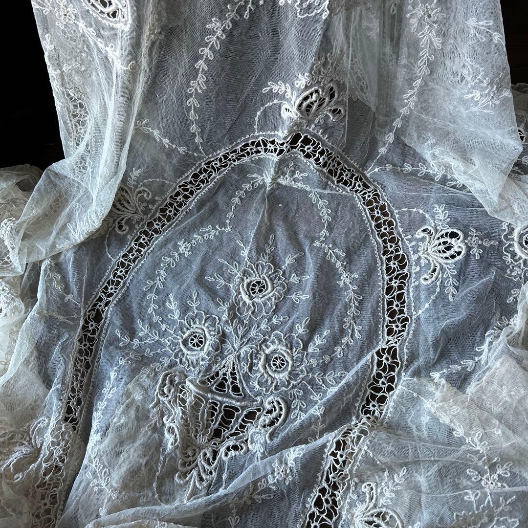 アンティークフランス　レースベッドスプレッド2枚セット