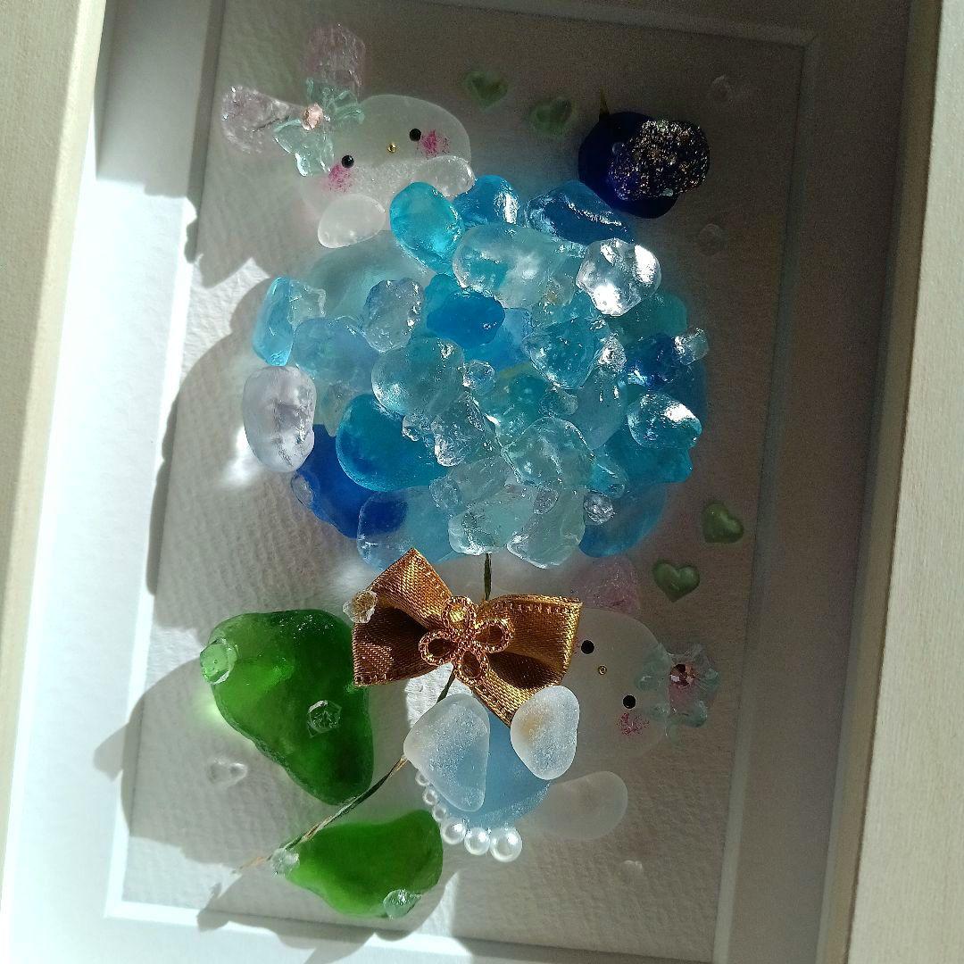 シーグラスアート　♡紫陽花のお花で夢飛行BIG♡