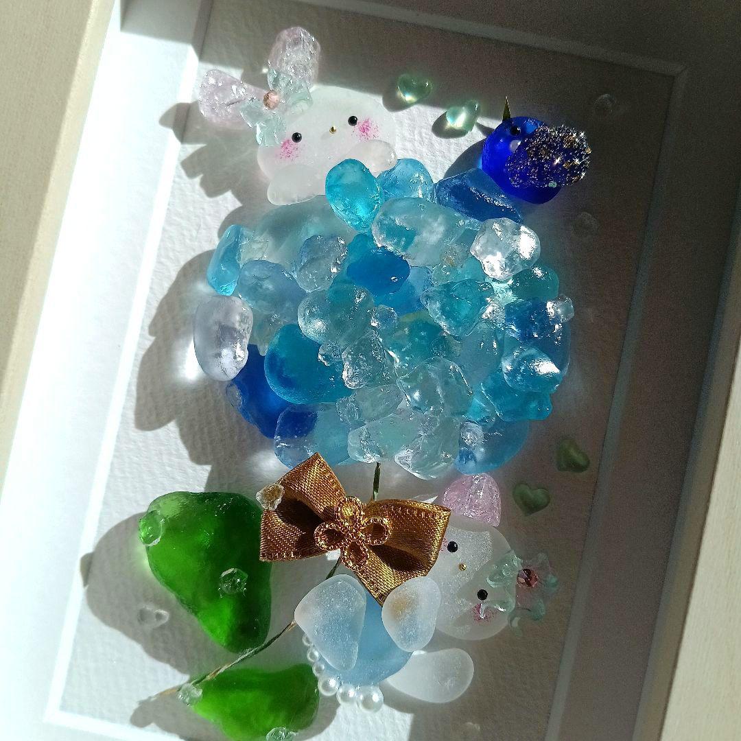シーグラスアート　♡紫陽花のお花で夢飛行BIG♡