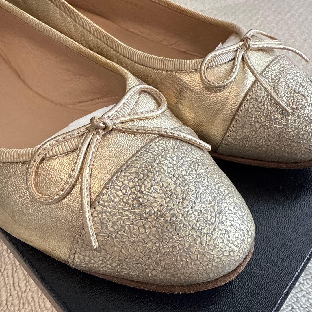 CHANEL バレリーナシューズ ゴールド　39