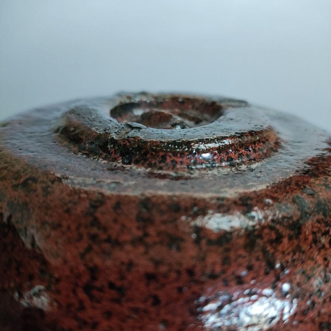 初代 檜垣崇楽　黒紅釉茶碗　楽茶碗　桂窯