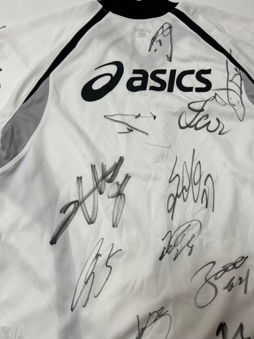asics 川崎フロンターレ　サイン入り　ホワイト　長袖シャツ　Sサイズ
