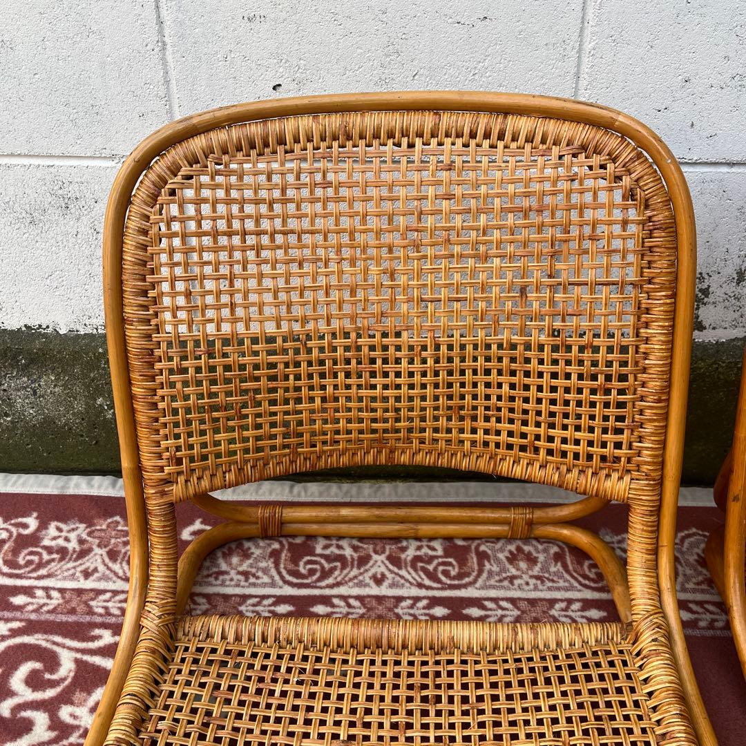 2点セットさ◾️古家具 ビンテージ品 籐ラタンフレーム 座椅子 ナチュラル天然素材