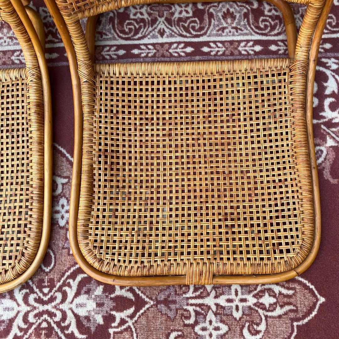 2点セットさ◾️古家具 ビンテージ品 籐ラタンフレーム 座椅子 ナチュラル天然素材