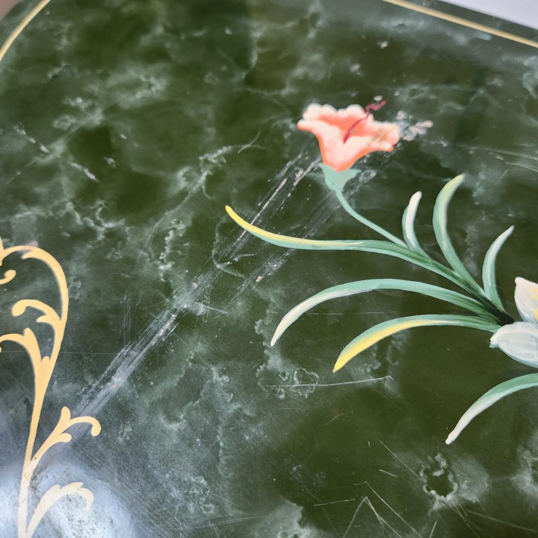 花柄ペイント アンティーク風コンソールテーブル 洋風クラシック家具