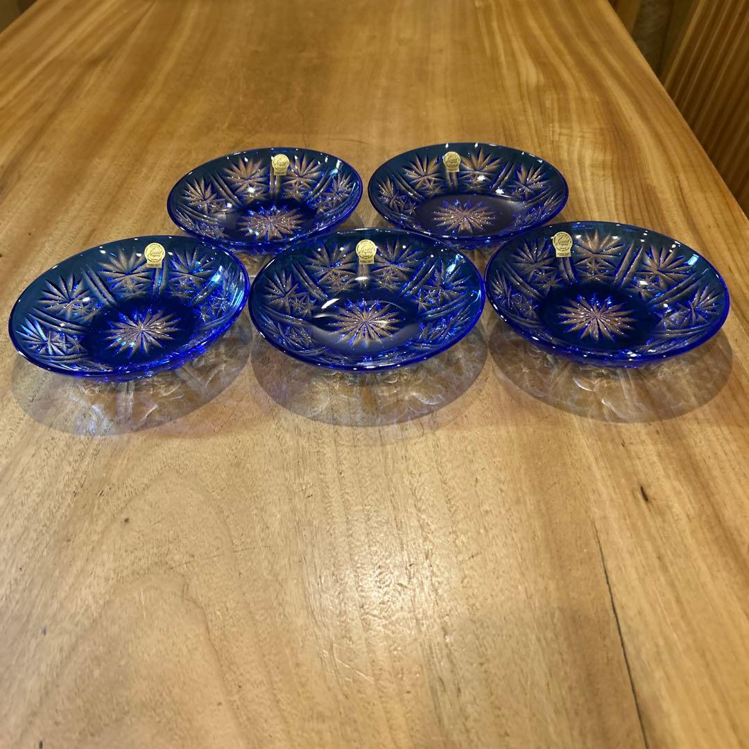 クリスタルダルク　ハンドカット　クリスタルガラス　ディッシュ　5枚　(全10枚)