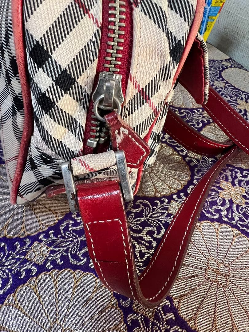BURBERRY チェック柄ショルダーバッグ ベージュ/レッド