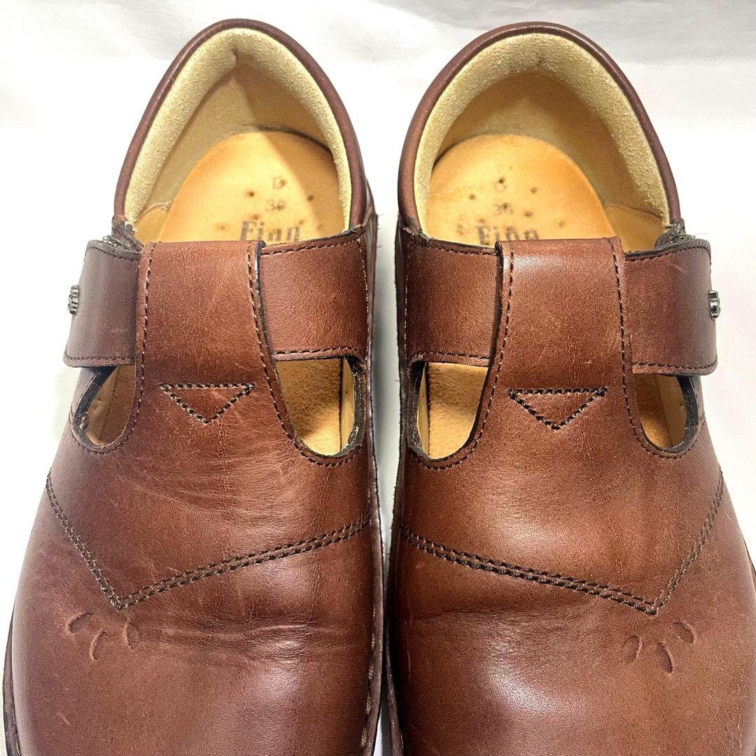 ★フィンコンフォート ナッシュビル Tストラップ レザー ブラウン 23㎝