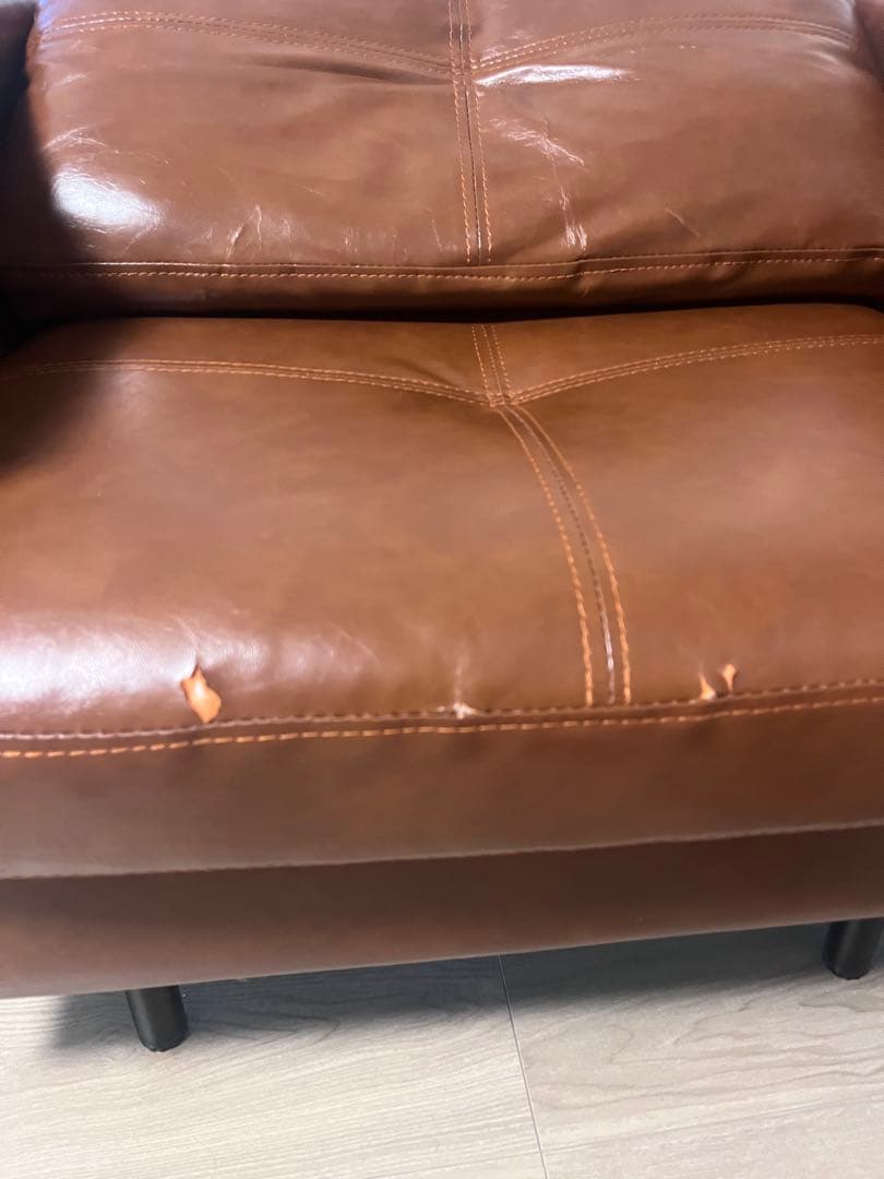 ⚠️11月まで　 ブラウン アームチェア 1人掛けソファ　レザー　合皮