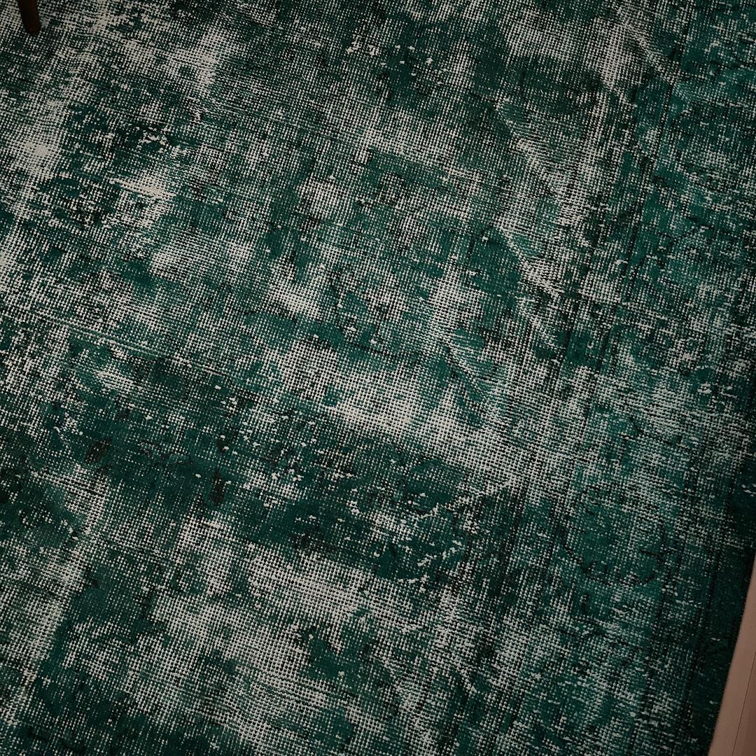 トルコ製ヴィンテージラグ981 超大判 ダークターコイズブルー オーバーダイ