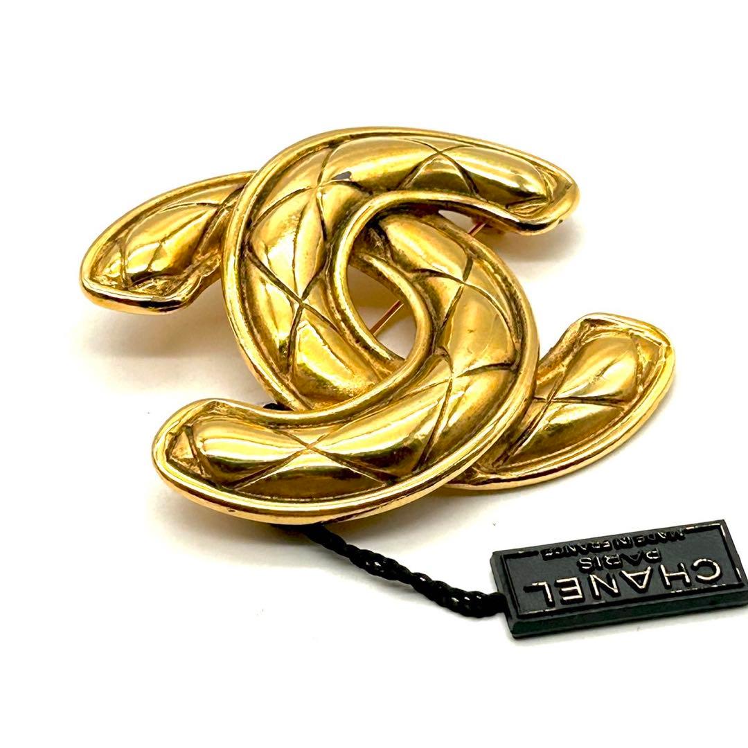 未使用 CHANEL シャネル ヴィンテージ マトラッセ ココマーク ブローチ