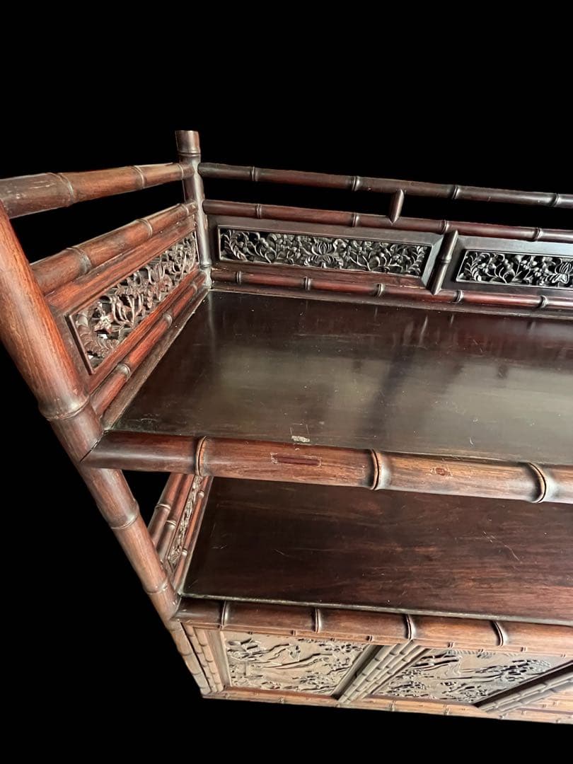 最高級 大阪唐木指物 紫檀 茶棚 茶箪笥 飾り棚 サイドボード キャビネット