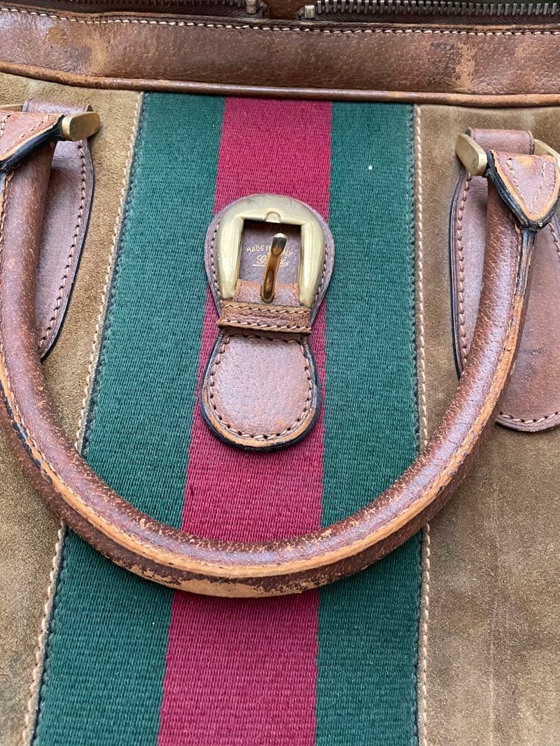 Gucci ボストンバッグ スエード ベージュ 大型