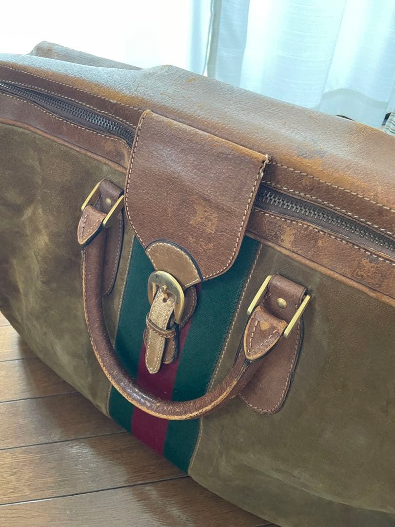 Gucci ボストンバッグ スエード ベージュ 大型