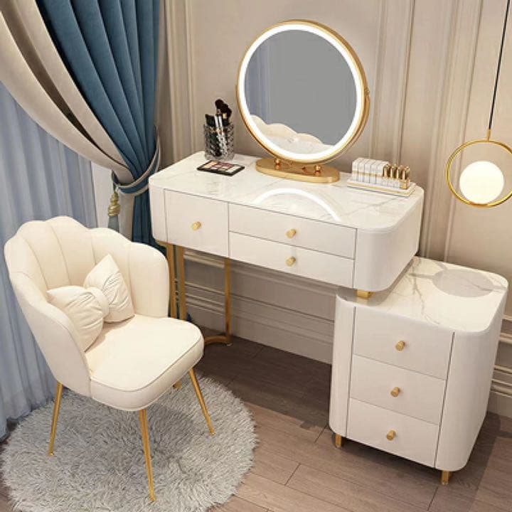 北欧風 グレー　80cm  オシャレ お姫系　大理石天板 LEDミラー