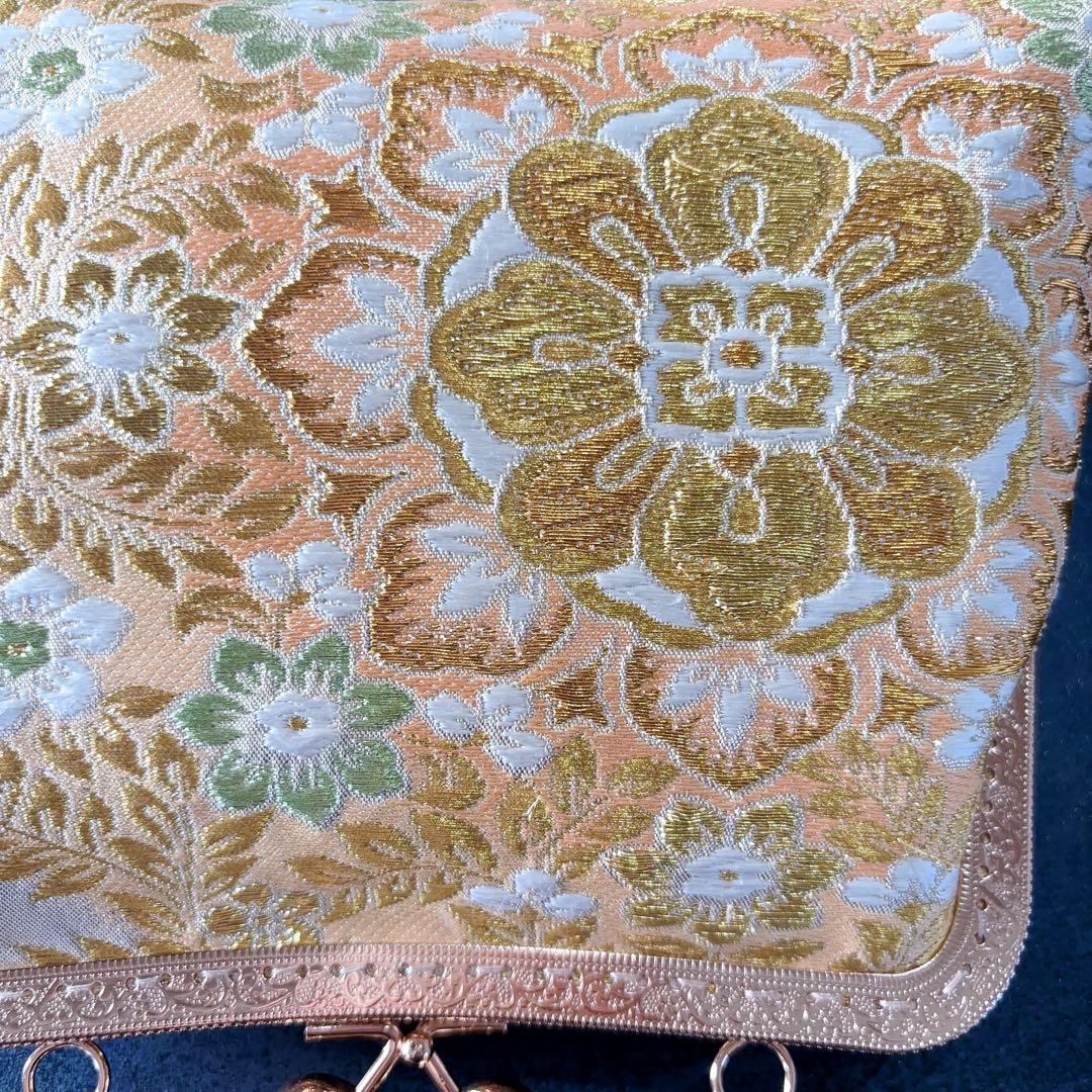 1月新作！若葉の息吹♡優しいゴールド真珠箔ヨーロッパの意匠♡高級帯地バッグ