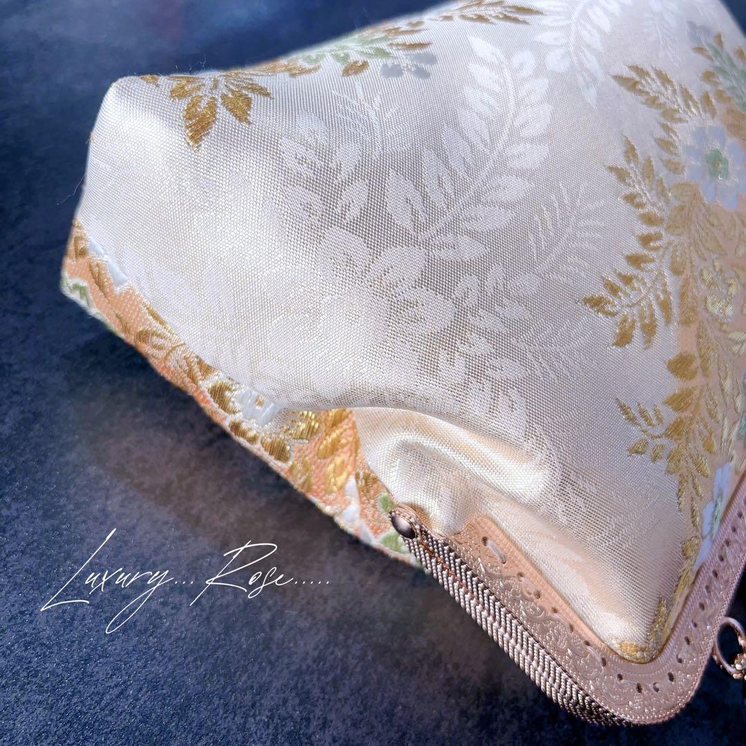 1月新作！若葉の息吹♡優しいゴールド真珠箔ヨーロッパの意匠♡高級帯地バッグ