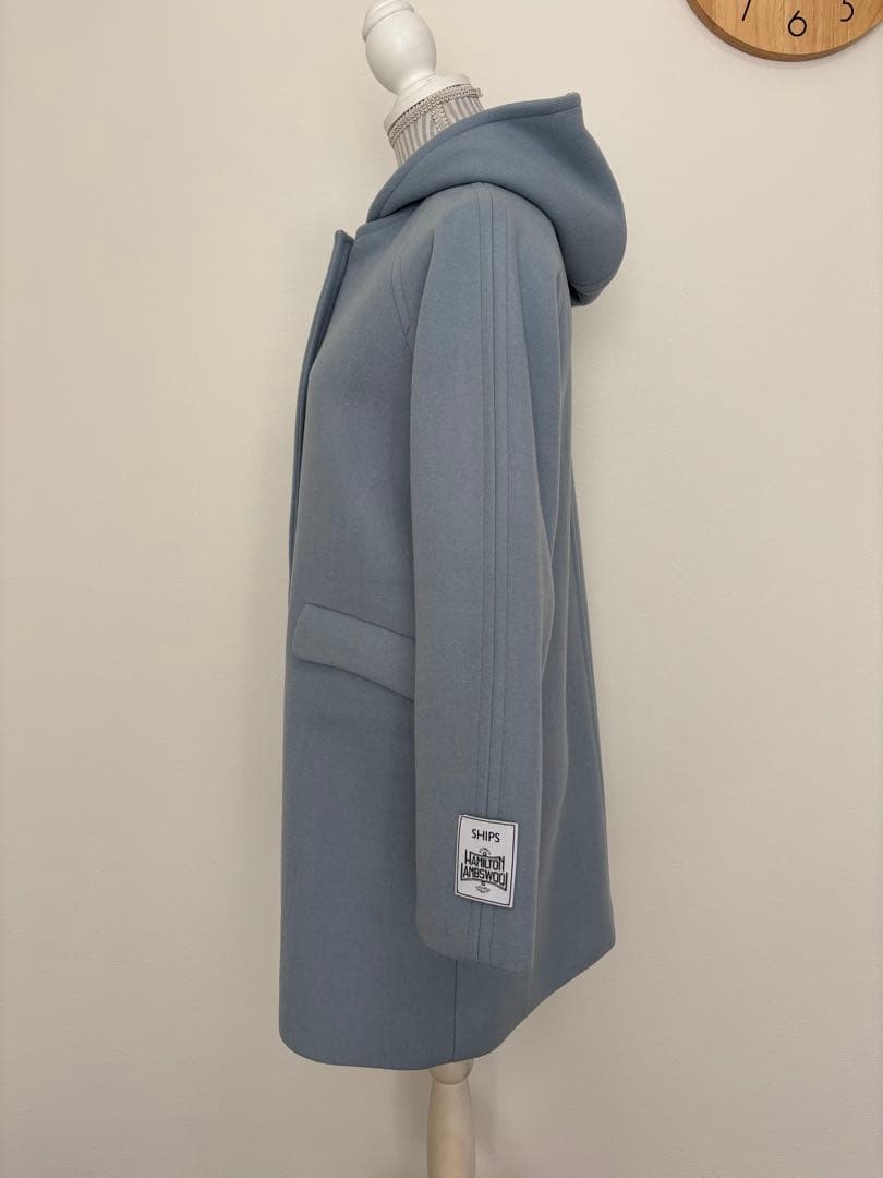 【美品】SHIPS HAMILTON フード・ノーカラー2way ウールコート