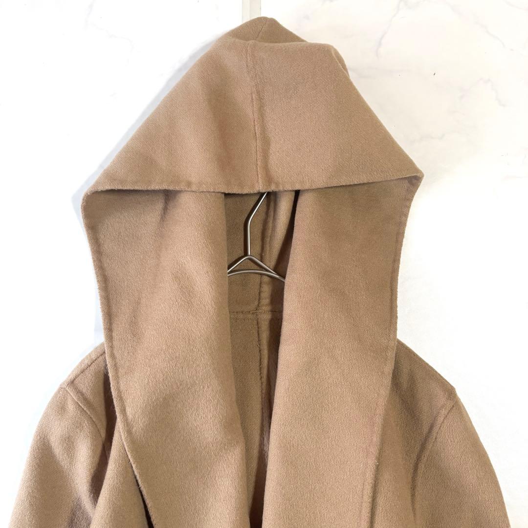 美品✨マックスマーラ　クチートアマーノ　ベルテッド　フード付き　キャメル