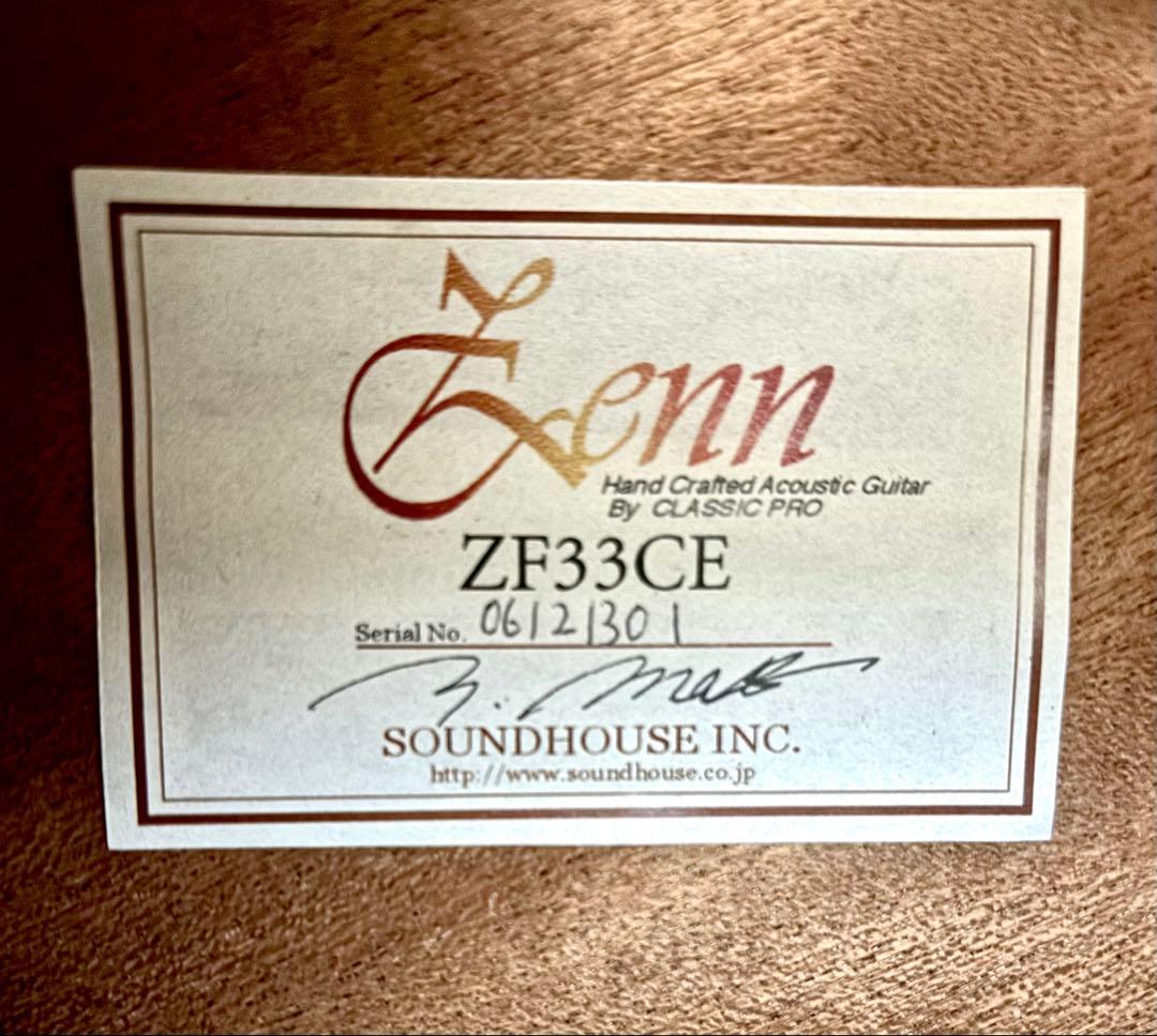 【新品弦張替済】Zenn エレアコ ZF33CE fホール グローバーペグ