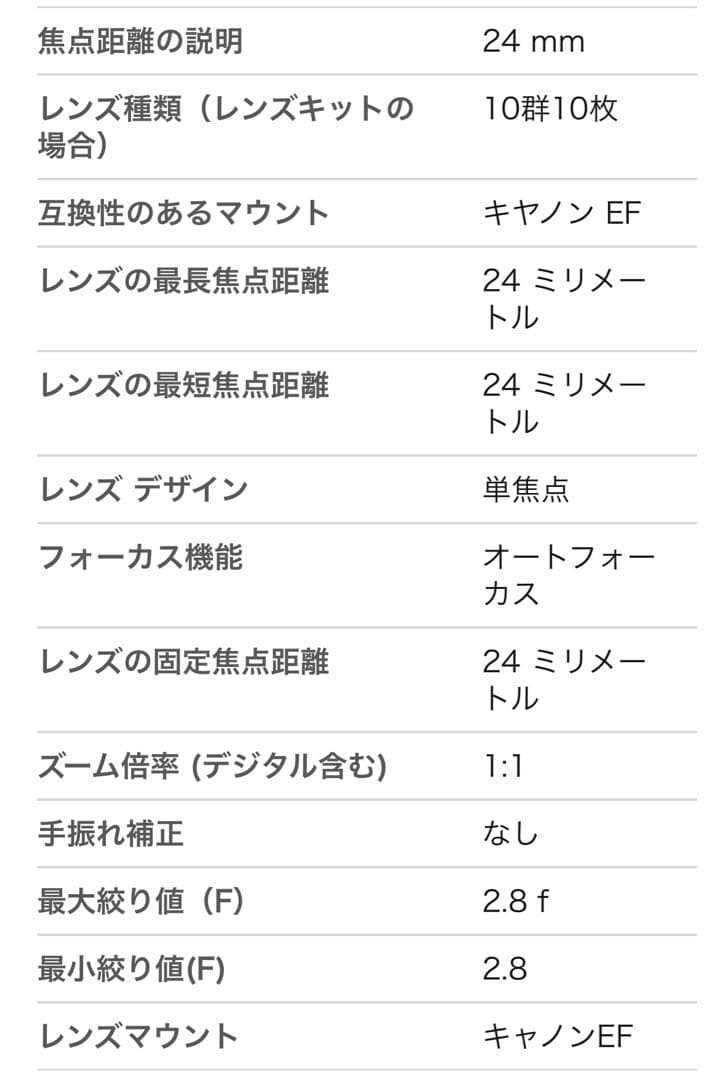 Canon 単焦点広角レンズ EF24mm F2.8 フルサイズ対応